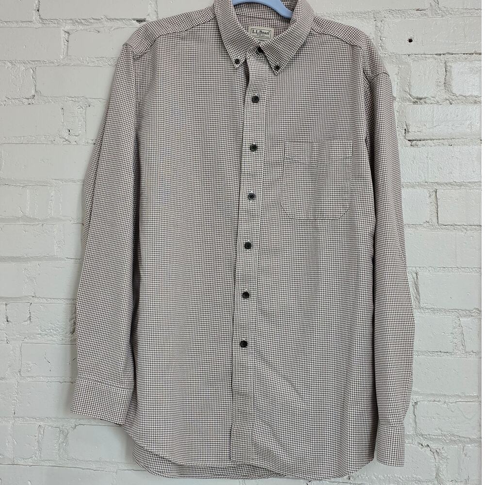 L.L.Bean Heritage Style Long-sleeve Button-down Shirt┃Dark Academia Houndstooth